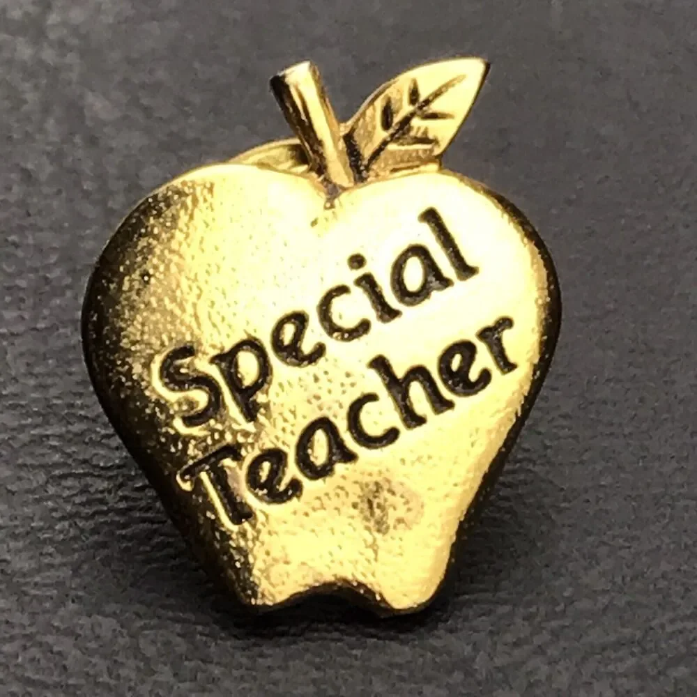 Special Teacher Apple Brooch Vintage Pin Gold Tone